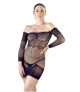Petite robe, sans couture, noire en fine résille avec string 